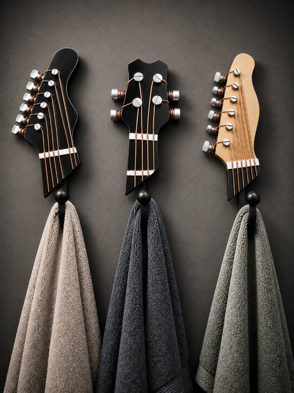 Guitar Themed Decor Wall Hooks - Set of 3 - Picture 2 of 6